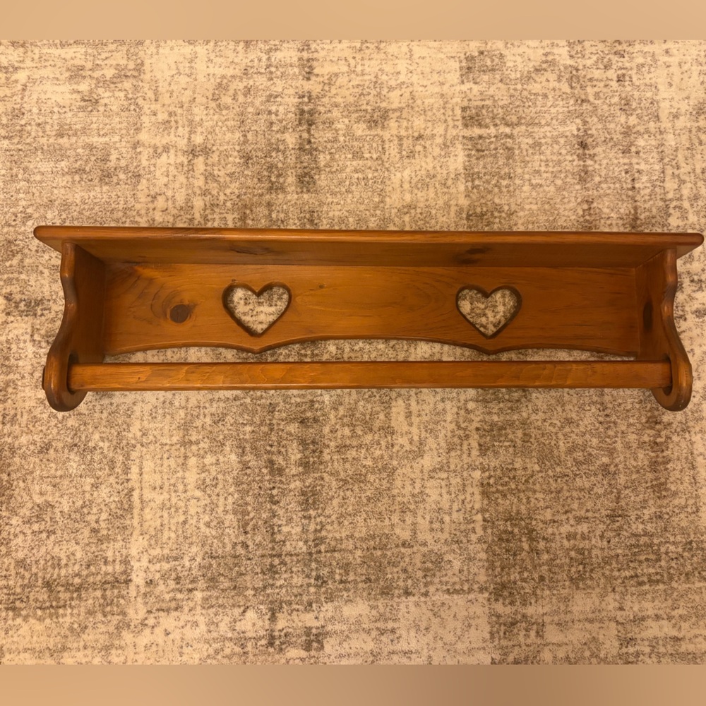 Vintage wooden heart shelf/blanket rack